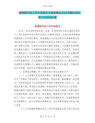 某消防中队工作计划范文与某省商会2024年精心作出的工作总结汇编