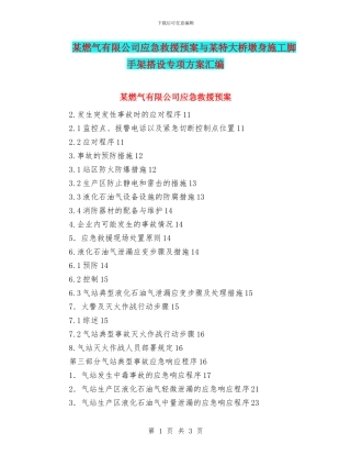 某燃气有限公司应急救援预案与某特大桥墩身施工脚手架搭设专项方案汇编