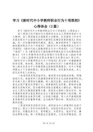 学习《新时代中小学教师职业行为十项准则》心得体会（2篇）