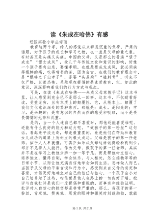 读《朱成在哈佛》有感