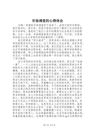 市场调查的心得体会