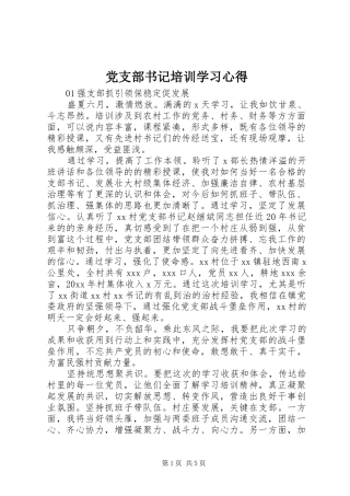 党支部书记培训学习心得