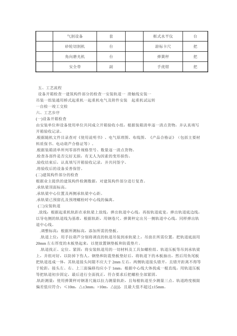 通用桥式起重机安装施工组织设计方案(DOC6页)_第2页