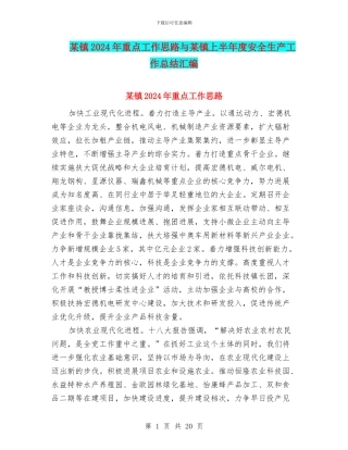某镇2024年重点工作思路与某镇上半年度安全生产工作总结汇编