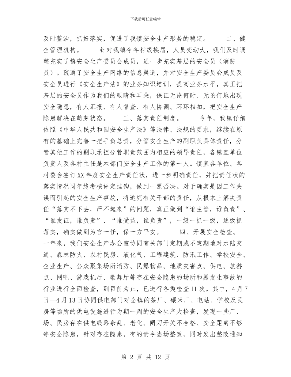 某镇2024年度安全生产工作总结工作计划与某镇乡统计局年末总结汇编_第2页