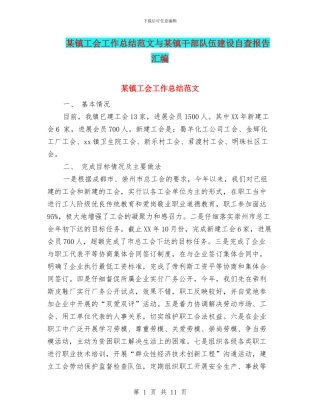 某镇工会工作总结范文与某镇干部队伍建设自查报告汇编