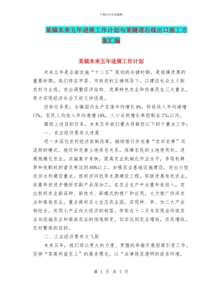 某镇未来五年发展工作计划与某隧道右线出口施工方案汇编