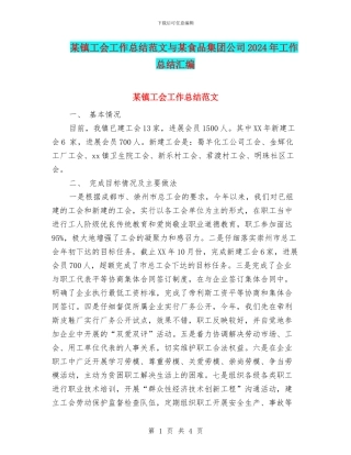 某镇工会工作总结范文与某食品集团公司2024年工作总结汇编