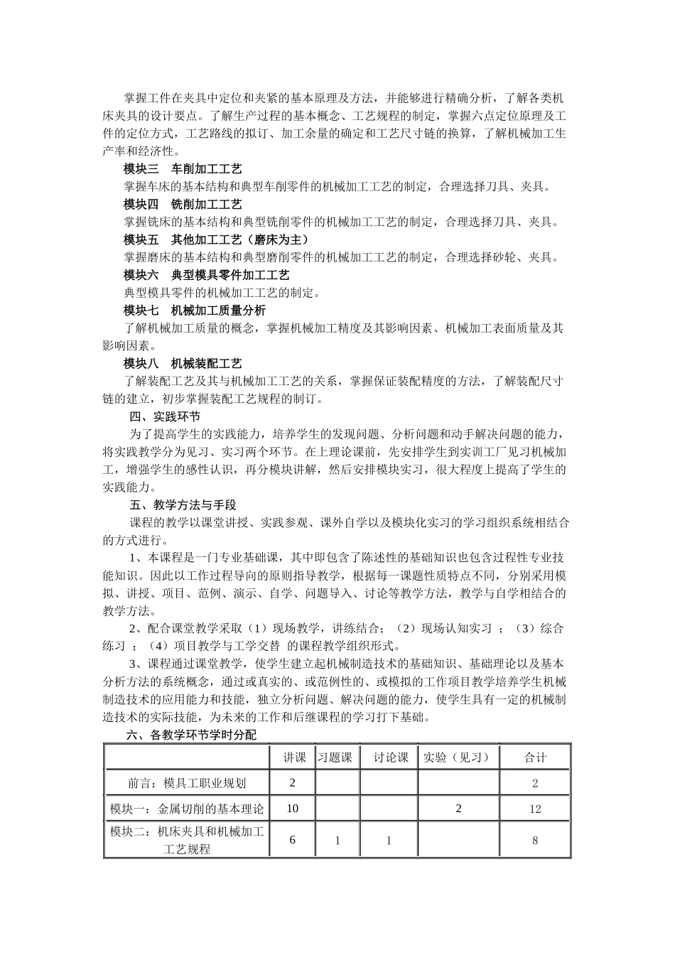 《机械制造技术基础》教学大纲_第2页