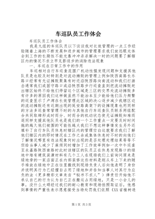 车巡队员工作体会