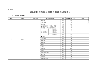 湖北省建设工程质量检测试验收费项目和收费基准价