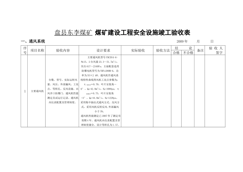 盘县东李煤矿安全设施竣工验收表_第2页