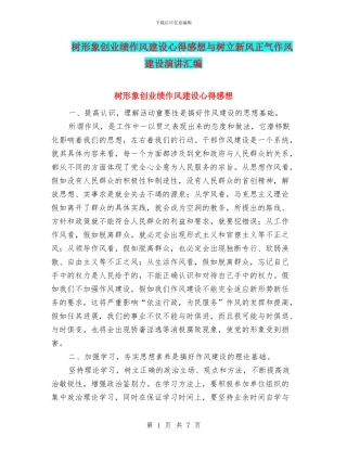 树形象创业绩作风建设心得感想与树立新风正气作风建设演讲汇编