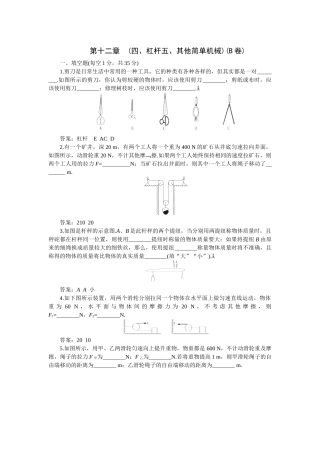 杠杆和简单机械 单元测试题