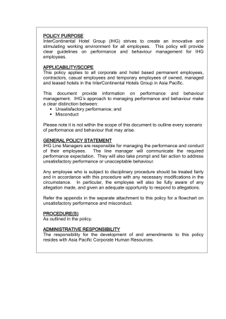 洲际酒店行为规范