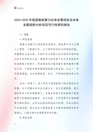 2024-2025年我国智能算力总体发展现状及未来发展趋势分析项目可行性研究报告