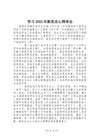 学习20XX年新宪法心得体会