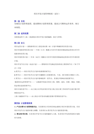 某地产项目开发计划管理表格