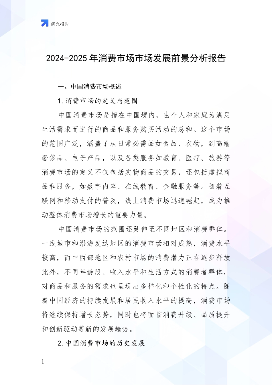 2024-2025年消费市场市场发展前景分析报告_第1页