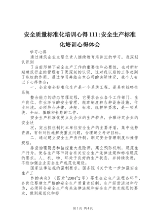 安全质量标准化培训心得111-安全生产标准化培训心得体会