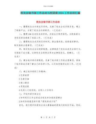 校友会秘书部工作总结与校团委2024工作总结汇编