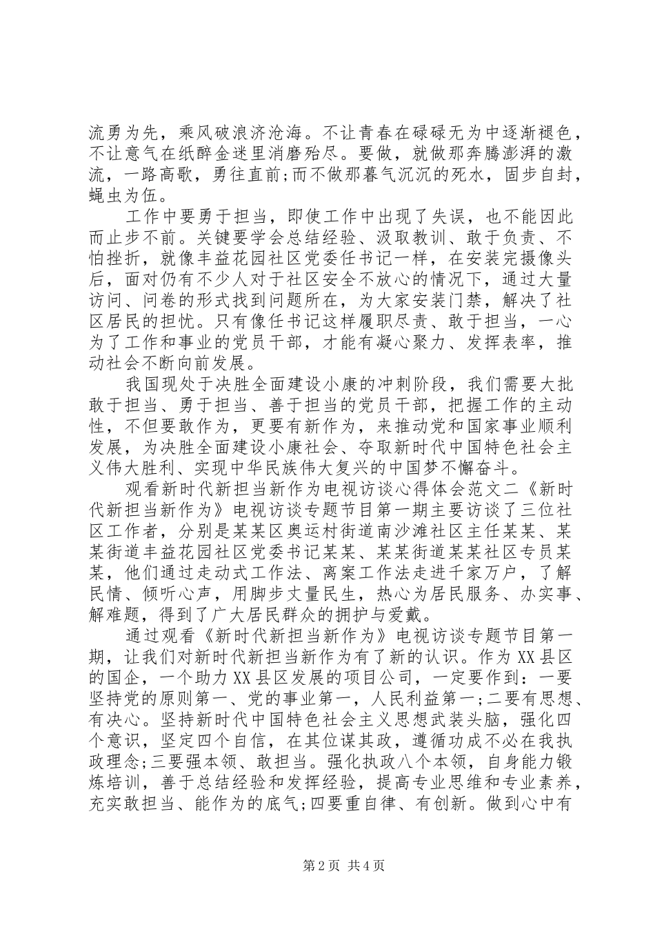 观看新时代新担当新作为电视访谈心得体会_第2页