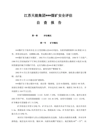 煤矿安全评估自查报告
