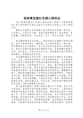 观南粤党旗红有感心得体会