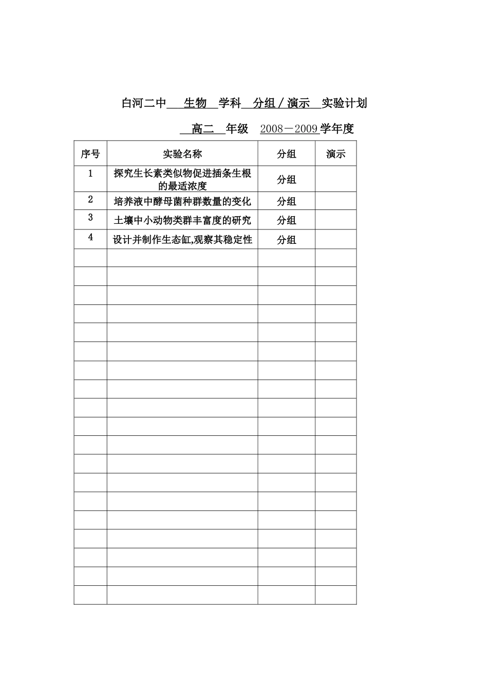 高中生物实验计划表(双高双普)_第2页