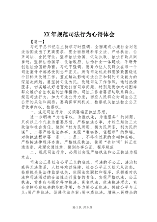 XX年规范司法行为心得体会
