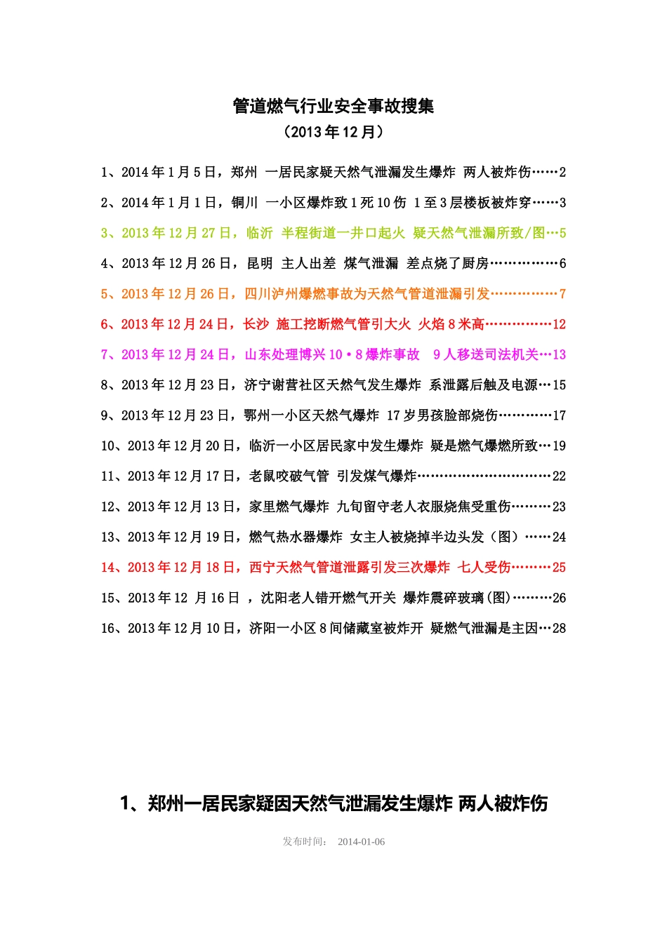 管道燃气行业安全事故搜索(12月)_第1页