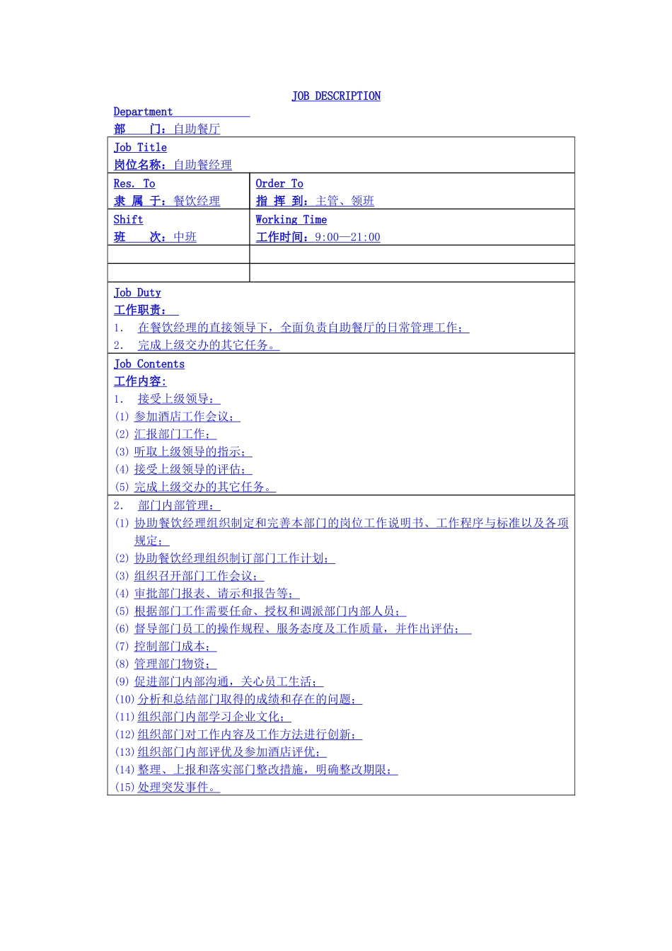 酒店餐饮部自助餐管理范本_第3页