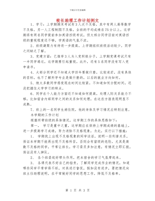 校长助理工作计划例文