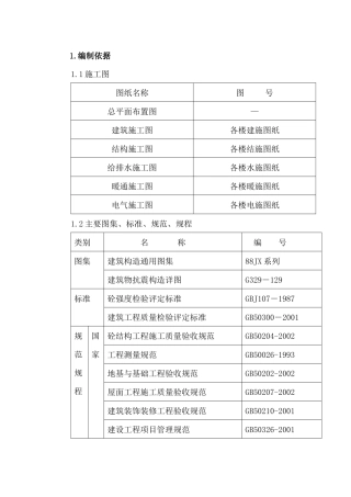 冶金新区住宅楼工程施工组织设计