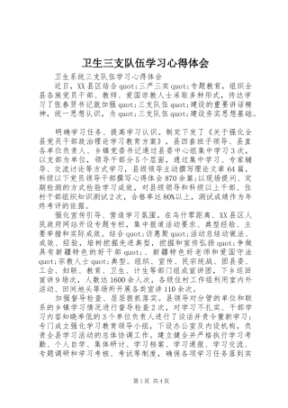 卫生三支队伍学习心得体会