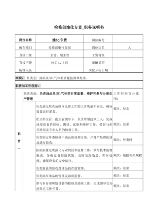 职务说明书－电气油化专责