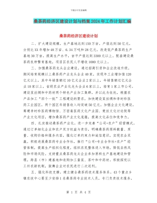 桑茶药经济区建设计划与档案2024年工作计划汇编