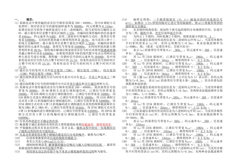通信原理概论练习题_第1页