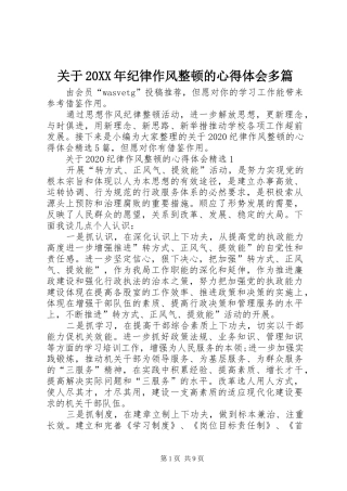 关于20XX年纪律作风整顿的心得体会多篇