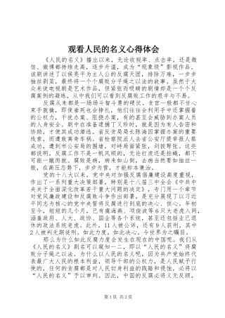 观看人民的名义心得体会