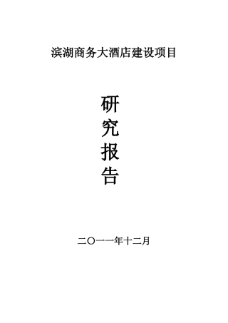 关于兴建滨湖商务大酒店建设项目的可行性研究报告