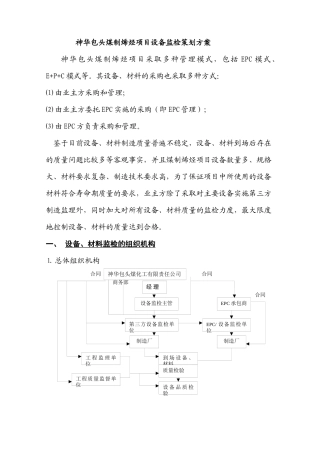 神华包头煤制烯烃项目设备监检策划方案