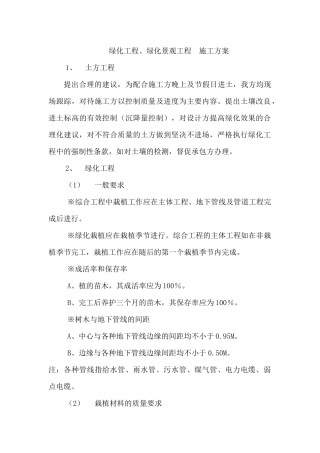 绿化工程、绿化景观工程 施工方案