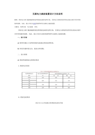 无源电力滤波装置设计方法