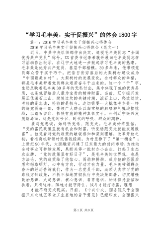 “学习毛丰美，实干促振兴”的体会1800字