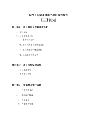 长沙某房地产项目策划报告