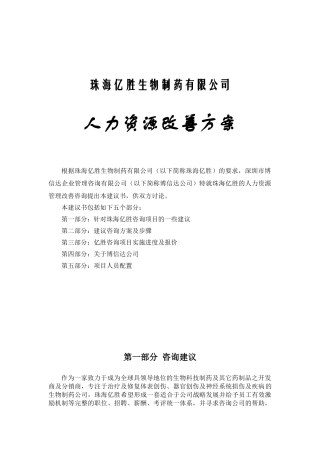 某某制药司人力资源改善方案