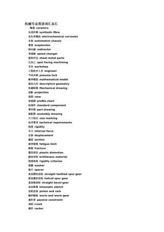 机械专业中英文单词总汇