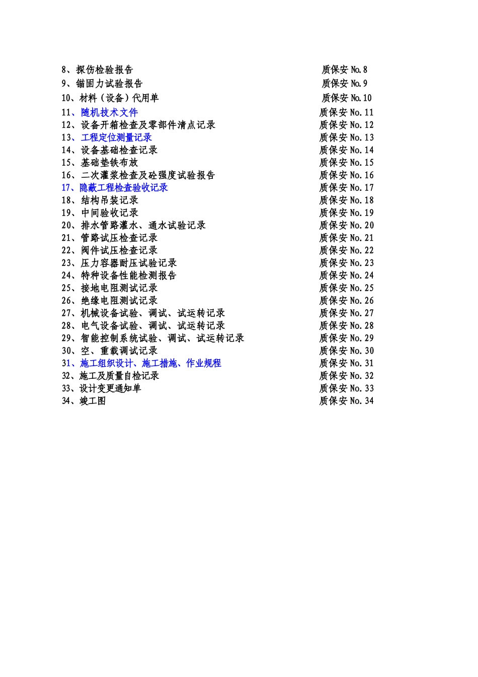 煤矿机电安装单位工程施工技术资料目录及表格_第3页