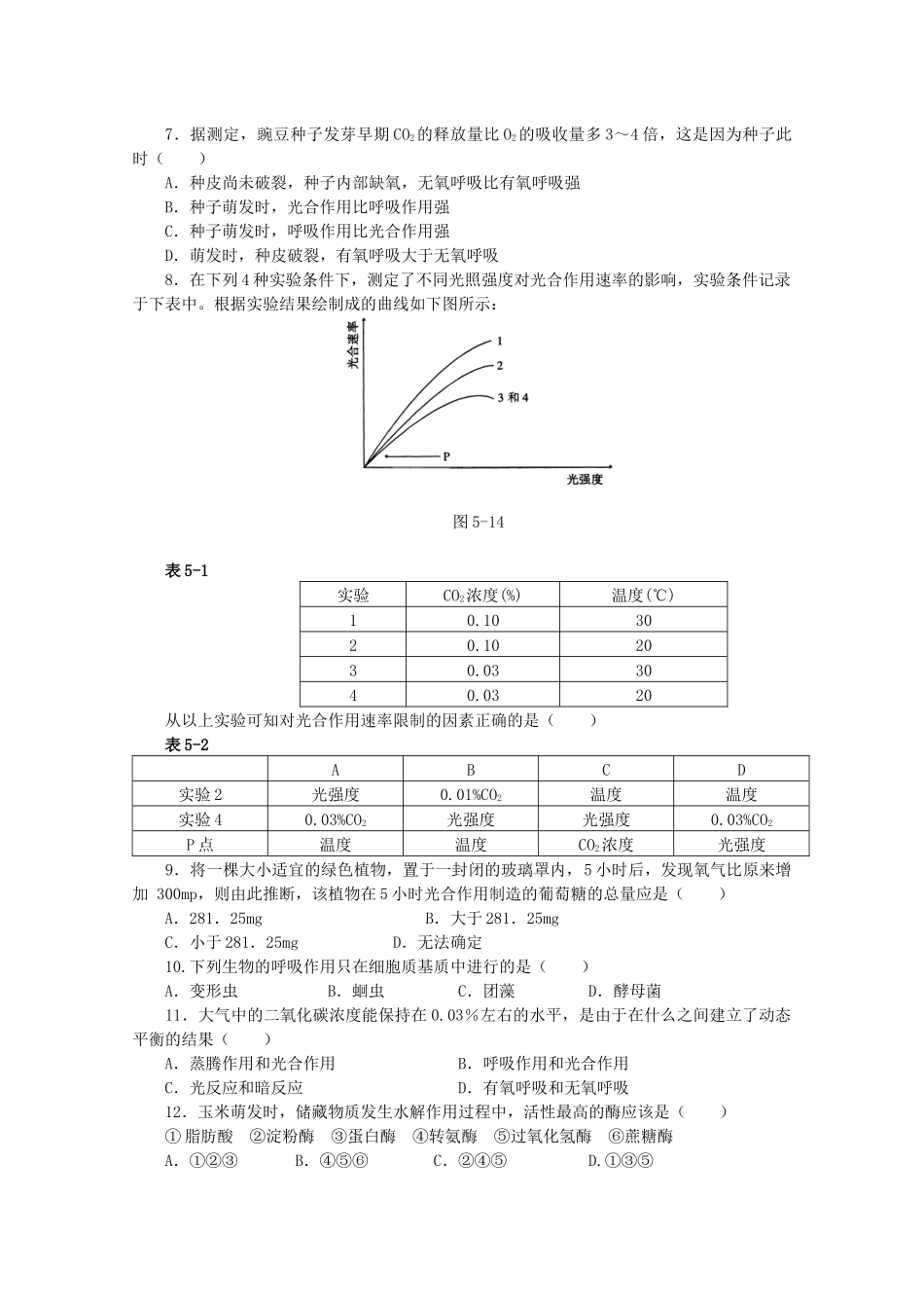 光合作用和呼吸作用试题_第2页